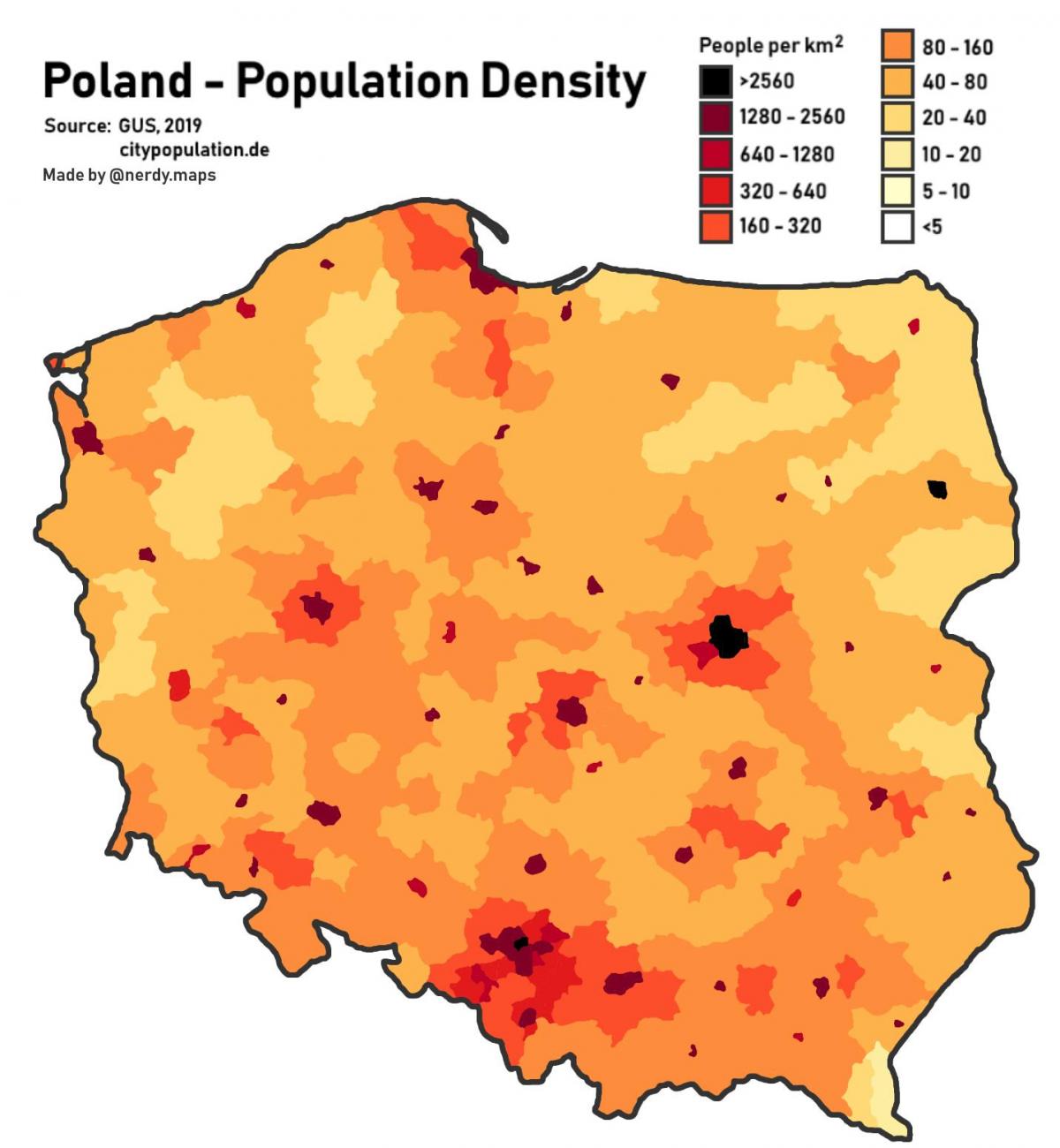 carte de la Pologne de la population