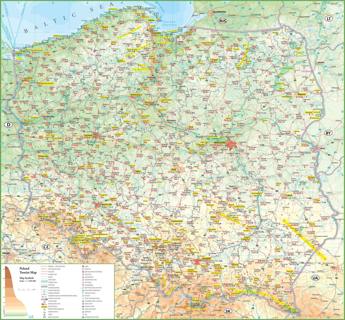Pologne attractions de la carte