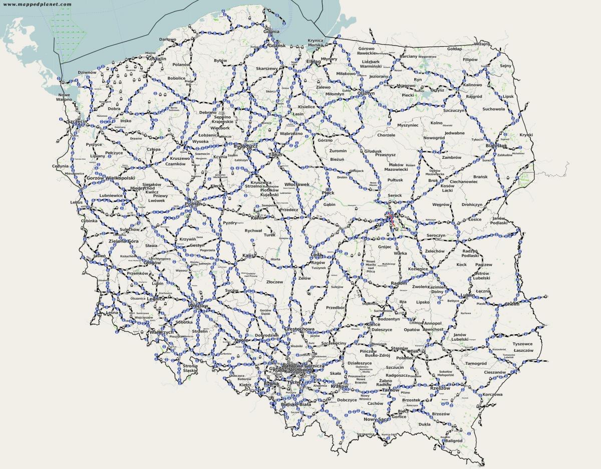 carte de la Pologne rail