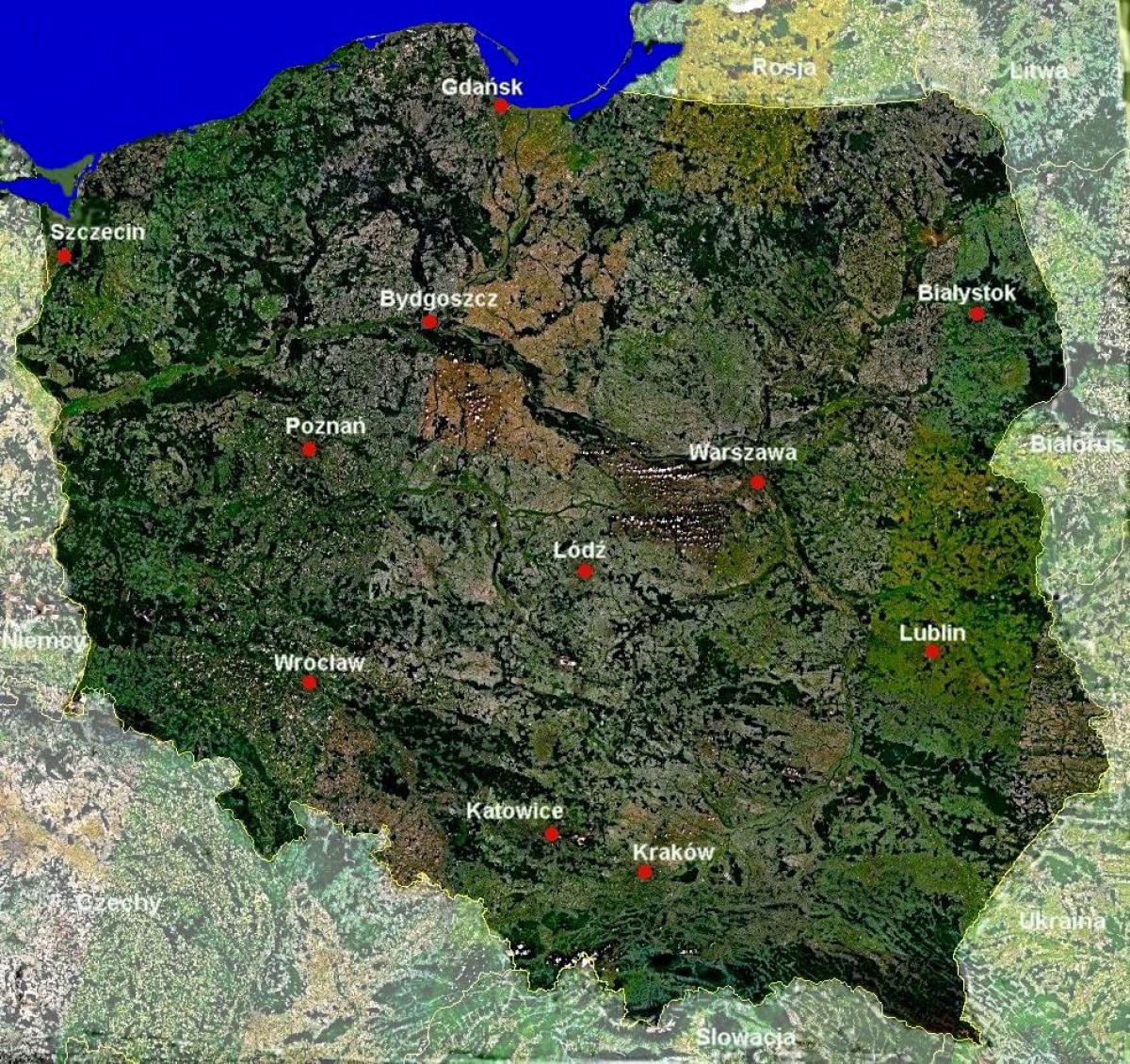 carte de la Pologne par satellite