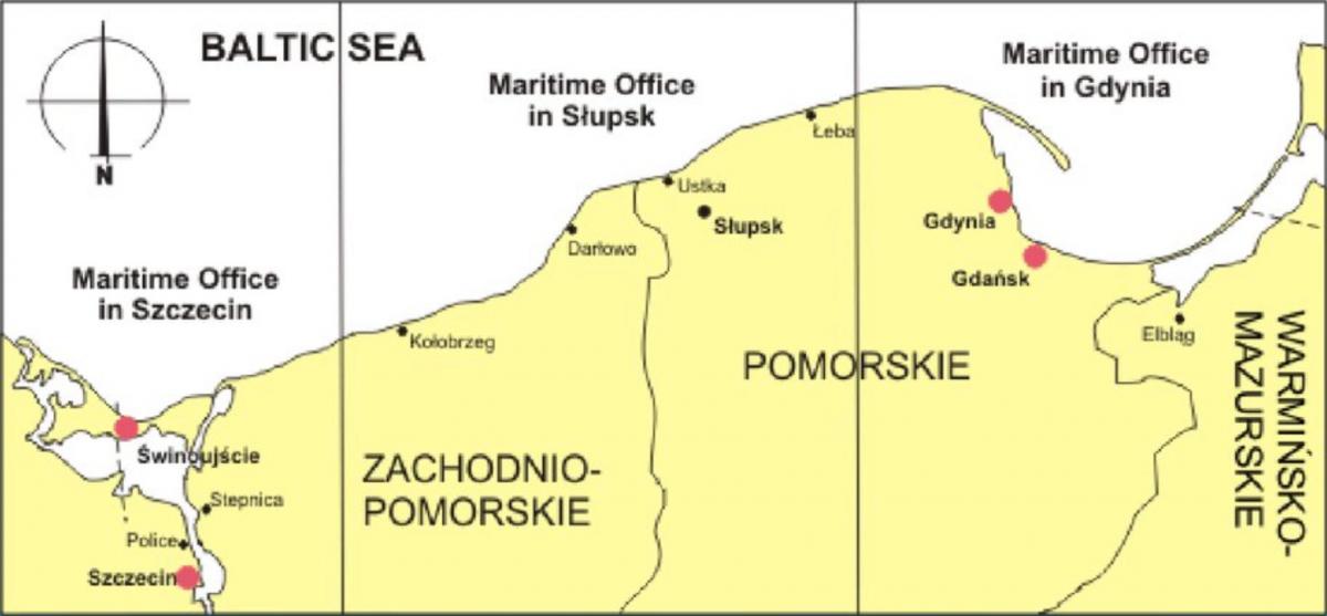 carte de la Pologne ports