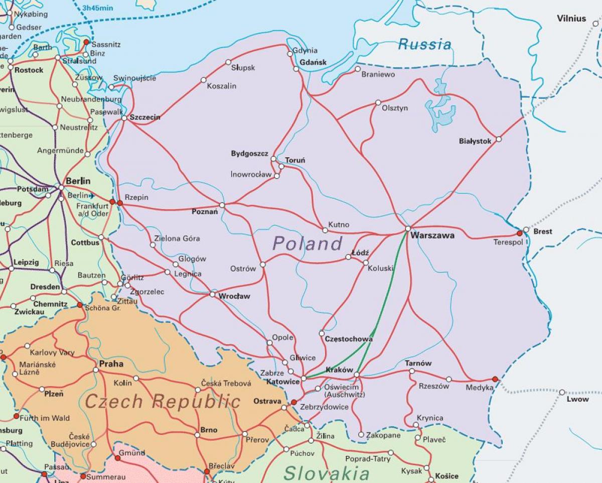 carte de la Pologne train