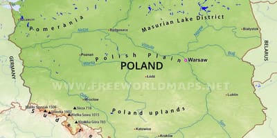 Carte de la Pologne, de la géographie