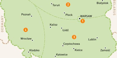 Carte de la Pologne de l'ouest