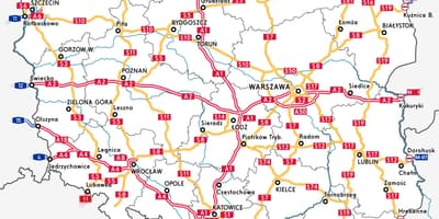 Carte de la Pologne de l'autoroute