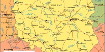 Carte de la Pologne des frontières
