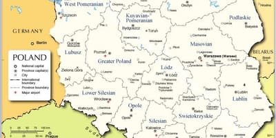 Carte de la Pologne régions