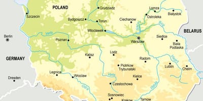 Carte topographique de la Pologne