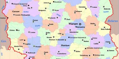 Carte de la Pologne villes